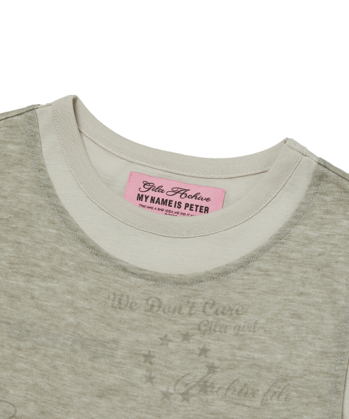 GILAARCHIVE（ギラアーカイブ）の「LAYERED DOODLE SHEER CROP T-SHIRTS_GREY（Tシャツ/カットソー・レディース・その他・FREE）」の7枚目の写真