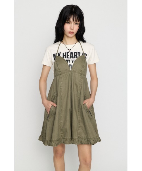 LAGUA GEM(ラグアジェム)の「COTTON ZIP HALTER NECK ワンピース(ワンピース・レディース・カーキ/ピンク/チャコールグレー・SMALL/MEDIUM)」の17枚目の写真