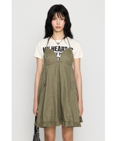 LAGUA GEM(ラグアジェム)の「COTTON ZIP HALTER NECK ワンピース(ワンピース・レディース・カーキ/ピンク/チャコールグレー・SMALL/MEDIUM)」の15枚目の写真