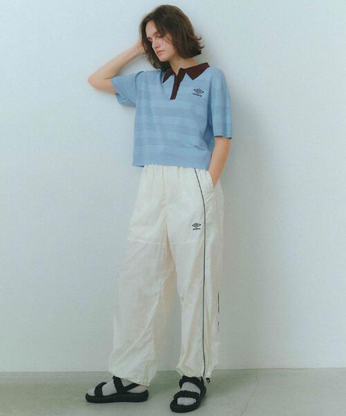 UMBRO(アンブロ)の「◆【umbro/アンブロ】シアーナイロンカーブシルエットイージパンツ(その他パンツ・レディース・ブラック/アイボリー・99)」の5枚目の写真