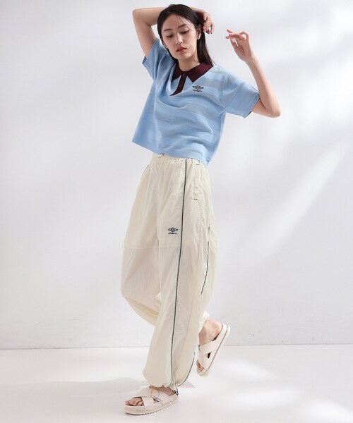 UMBRO(アンブロ)の「◆【umbro/アンブロ】シアーナイロンカーブシルエットイージパンツ(その他パンツ・レディース・ブラック/アイボリー・99)」の8枚目の写真