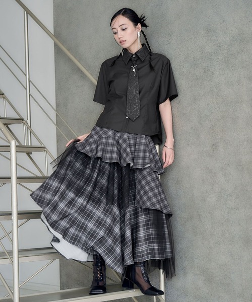 HARE(ハレ)の「パーツツキコンパクトネクタイシャツ(HARE)(シャツ/ブラウス・レディース・ホワイト/ブラック/ブルー/ライトブルー・FREE)」の7枚目の写真