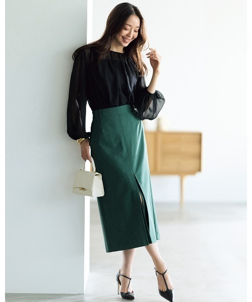 DoCLASSE（ ドゥクラッセ）の「2WAYストレッチ・Iラインスカート（スカート・レディース・ベージュ/ダークグリーン・11/13/7/9）」の2枚目の写真