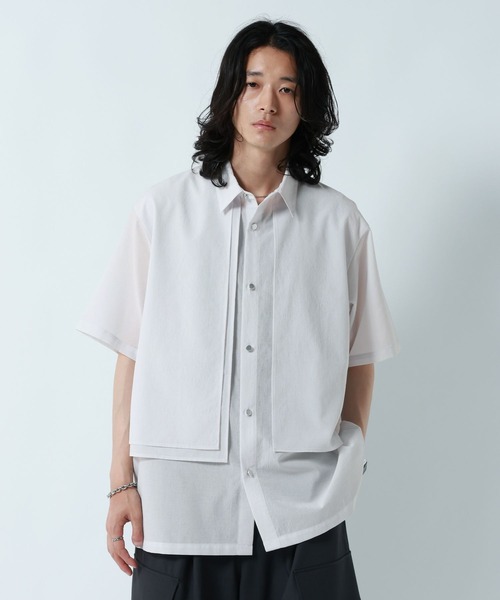 RAGEBLUE(レイジブルー)の「<接触冷感/イージーケア>COOL FEELING FEESHEER LAYERED SHIRTS / シアーレイヤードフラシシャツ(シャツ/ブラウス・メンズ・ブラック/オレンジ/ブルー/ホワイト・MEDIUM/LARGE)」の2枚目の写真