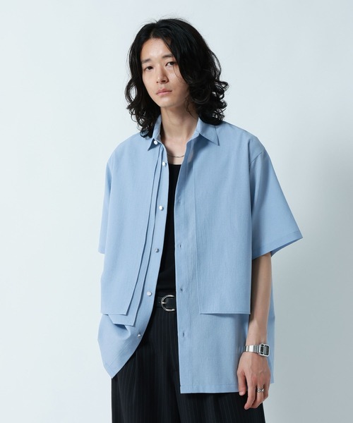 RAGEBLUE(レイジブルー)の「<接触冷感/イージーケア>COOL FEELING FEESHEER LAYERED SHIRTS / シアーレイヤードフラシシャツ(シャツ/ブラウス・メンズ・ブラック/オレンジ/ブルー/ホワイト・MEDIUM/LARGE)」の4枚目の写真