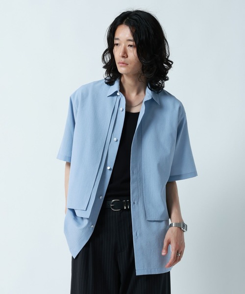 RAGEBLUE(レイジブルー)の「<接触冷感/イージーケア>COOL FEELING FEESHEER LAYERED SHIRTS / シアーレイヤードフラシシャツ(シャツ/ブラウス・メンズ・ブラック/オレンジ/ブルー/ホワイト・MEDIUM/LARGE)」の8枚目の写真