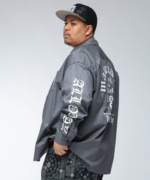 SAKAZEN(サカゼン)の「【WEB限定価格】シャツ 長袖 メンズ 大きいサイズ オールイングリッシュ バックプリント ツイル トップスカジュアル 春 夏(シャツ/ブラウス・メンズ・ダークグレー/ブラック・X(2L)/2XL/3XL)」の10枚目の写真