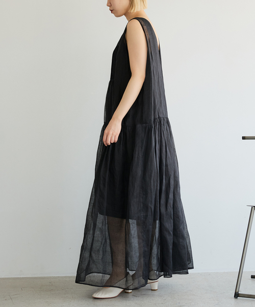 IENA LA BOUCLE（イエナラブークル）の「IENA LA BOUCLE チェックコットンオーガンジードレス（ワンピース・レディース・ブラック・38/36）」の3枚目の写真