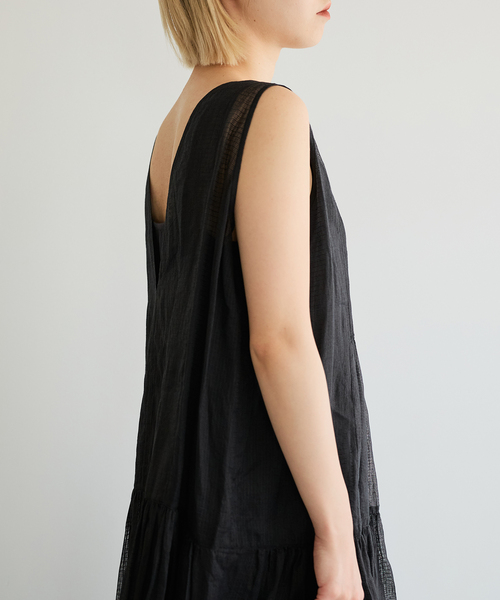 IENA LA BOUCLE（イエナラブークル）の「IENA LA BOUCLE チェックコットンオーガンジードレス（ワンピース・レディース・ブラック・38/36）」の8枚目の写真