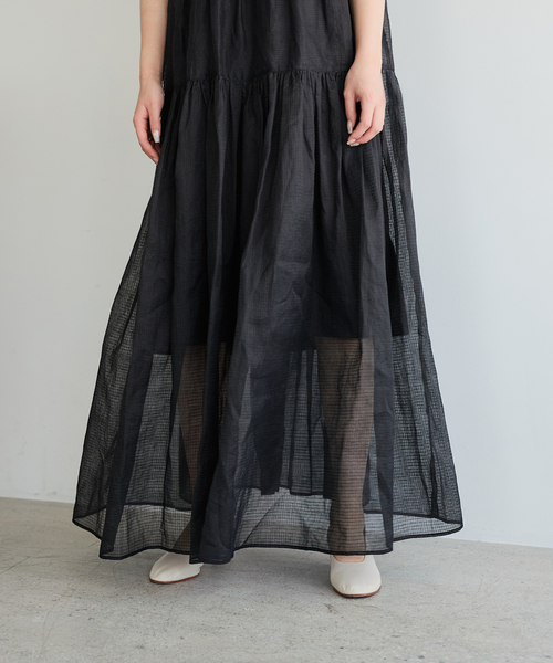 IENA LA BOUCLE（イエナラブークル）の「IENA LA BOUCLE チェックコットンオーガンジードレス（ワンピース・レディース・ブラック・38/36）」の10枚目の写真