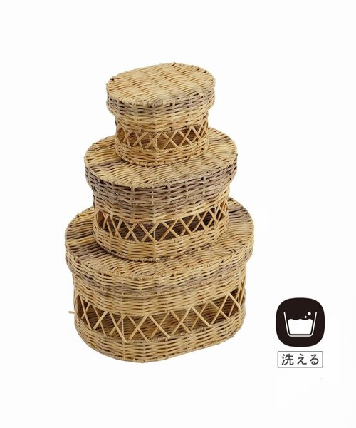 BIRTHDAY BAR(バースデイバー)の「洗える蓋付きオーバルバスケット L(収納グッズ・レディース・ブラウン・0)」の3枚目の写真