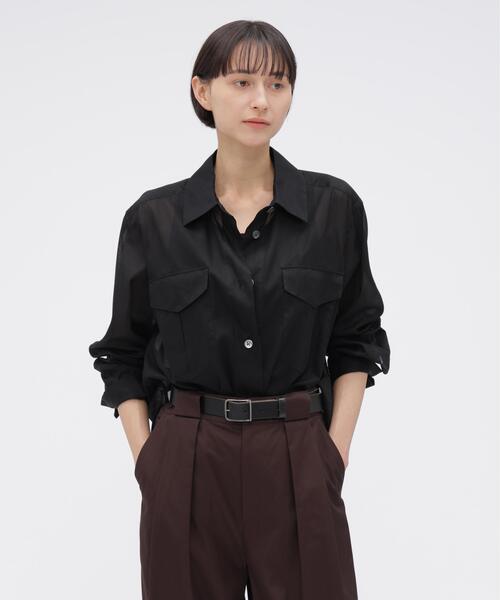 MARGARET HOWELL(マーガレットハウエル)の「SHEER COTTON STRIPE(シャツ/ブラウス・レディース・ホワイト/ブラック・1/2/3)」の1枚目の写真