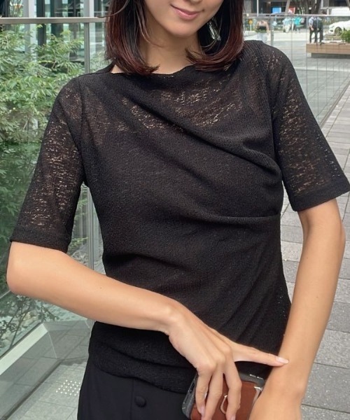Human 2nd Occasion(ヒューマンセカンドオケージョン)の「大人のカットレース プルオーバー(Tシャツ/カットソー・レディース・ブラック/オフホワイト・M)」の1枚目の写真