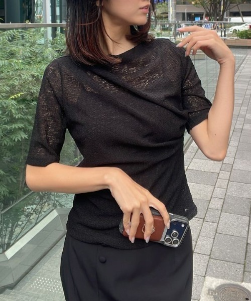 Human 2nd Occasion(ヒューマンセカンドオケージョン)の「大人のカットレース プルオーバー(Tシャツ/カットソー・レディース・ブラック/オフホワイト・M)」の3枚目の写真