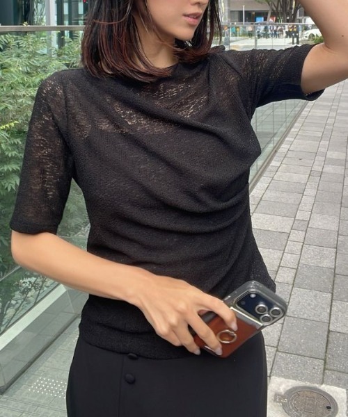 Human 2nd Occasion(ヒューマンセカンドオケージョン)の「大人のカットレース プルオーバー(Tシャツ/カットソー・レディース・ブラック/オフホワイト・M)」の4枚目の写真