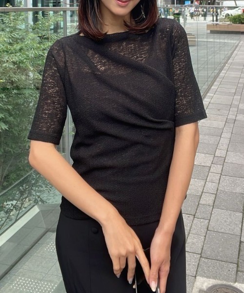 Human 2nd Occasion(ヒューマンセカンドオケージョン)の「大人のカットレース プルオーバー(Tシャツ/カットソー・レディース・ブラック/オフホワイト・M)」の5枚目の写真