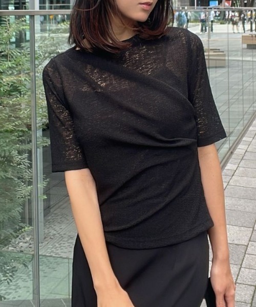 Human 2nd Occasion(ヒューマンセカンドオケージョン)の「大人のカットレース プルオーバー(Tシャツ/カットソー・レディース・ブラック/オフホワイト・M)」の6枚目の写真