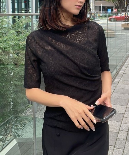 Human 2nd Occasion(ヒューマンセカンドオケージョン)の「大人のカットレース プルオーバー(Tシャツ/カットソー・レディース・ブラック/オフホワイト・M)」の7枚目の写真