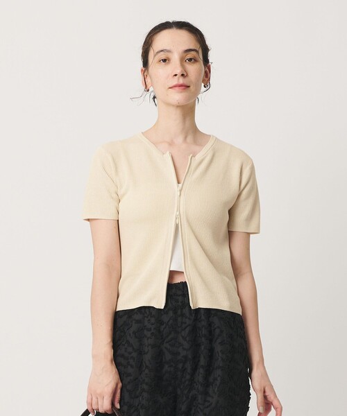 BEAUTY&YOUTH UNITED ARROWS(ビューティーアンドユースユナイテッドアローズ)の「コットン ジップ クルーネック カーディガン ウォッシャブル(カーディガン/ボレロ・レディース・ダークブラウン/ダークグレー/オフホワイト・FREE)」の9枚目の写真