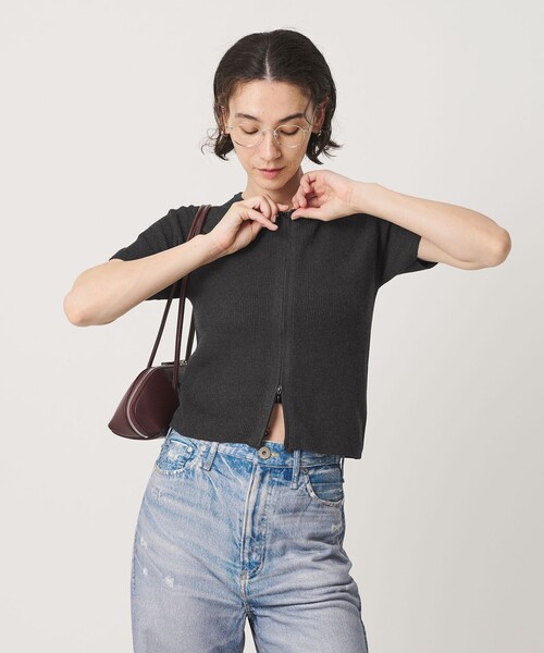 BEAUTY&YOUTH UNITED ARROWS(ビューティーアンドユースユナイテッドアローズ)の「コットン ジップ クルーネック カーディガン ウォッシャブル(カーディガン/ボレロ・レディース・ダークブラウン/ダークグレー/オフホワイト・FREE)」の12枚目の写真