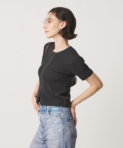 BEAUTY&YOUTH UNITED ARROWS(ビューティーアンドユースユナイテッドアローズ)の「コットン ジップ クルーネック カーディガン ウォッシャブル(カーディガン/ボレロ・レディース・ダークブラウン/ダークグレー/オフホワイト・FREE)」の13枚目の写真