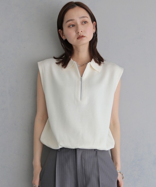 &g'aime(アンジェム)の「【&g'aime 】ハーフジップバルーンニット Half-Zip Balloon Knit Top(ニット/セーター・レディース・ブラック/ピンク/ブラウン/ホワイト・FREE)」の5枚目の写真