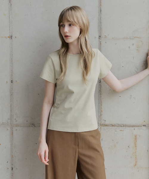 ベーシックハーフTシャツ[ベージュ]（Tシャツ/カットソー）｜LEFTSEOUL