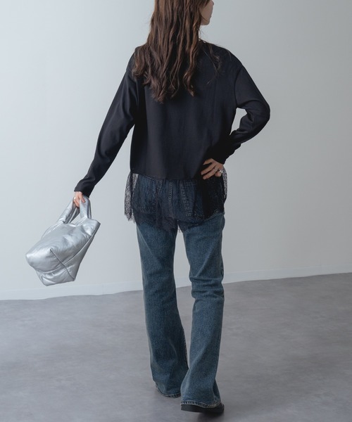 refinedworks(リファインドワークス)の「【refinedworks】1枚で レイヤード が完成! 裾レース ドッキング プルオーバー(Tシャツ/カットソー・レディース・ホワイト/ブラック・FREE)」の22枚目の写真