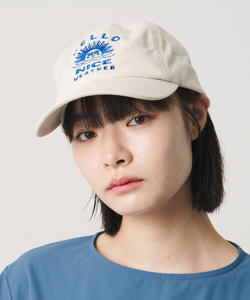 NICE WEATHER(ナイスウェザー)の「【別注】<HELLO SUNRISE> ロゴ ベースボールキャップ(キャップ・メンズ・ベージュ/ライトピンク/ダークグレー・FREE)」の4枚目の写真