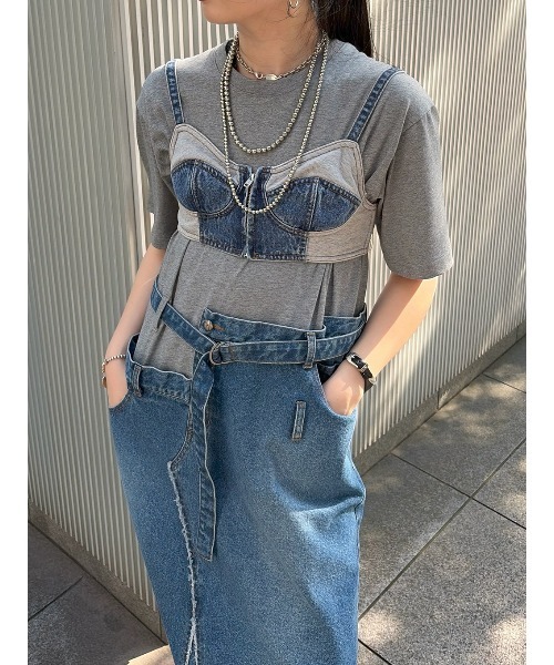 ELCHELE（エルチェレ）の「FRENCHTERRY DENIM BUSTIER（その他トップス・レディース・ブルー・FREE）」の8枚目の写真