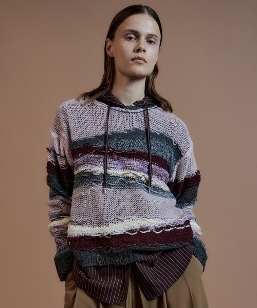 MAISON SPECIAL(メゾンスペシャル)の「【2026Autumn PRE-ORDER】Multi-Border Sheer Knit/マルチボーダーシアーニット(ニット/セーター・レディース・アイボリー/グリーン/ピンク・FREE)」の2枚目の写真