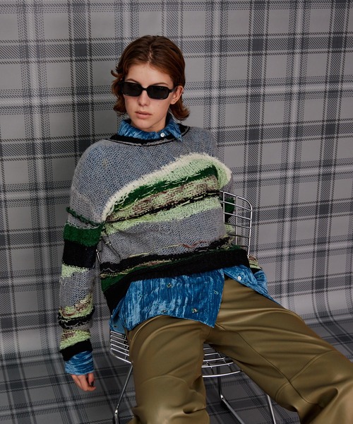 MAISON SPECIAL(メゾンスペシャル)の「【2026Autumn PRE-ORDER】Multi-Border Sheer Knit/マルチボーダーシアーニット(ニット/セーター・レディース・アイボリー/グリーン/ピンク・FREE)」の11枚目の写真