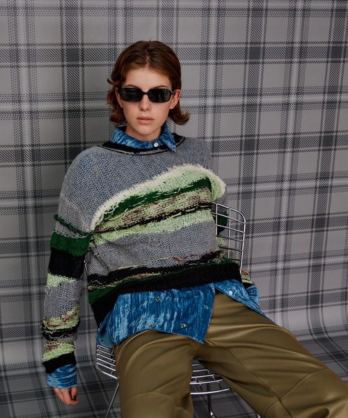 MAISON SPECIAL(メゾンスペシャル)の「【2026Autumn PRE-ORDER】Multi-Border Sheer Knit/マルチボーダーシアーニット(ニット/セーター・レディース・アイボリー/グリーン/ピンク・FREE)」の12枚目の写真