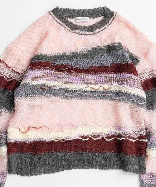 MAISON SPECIAL(メゾンスペシャル)の「【2026Autumn PRE-ORDER】Multi-Border Sheer Knit/マルチボーダーシアーニット(ニット/セーター・レディース・アイボリー/グリーン/ピンク・FREE)」の20枚目の写真