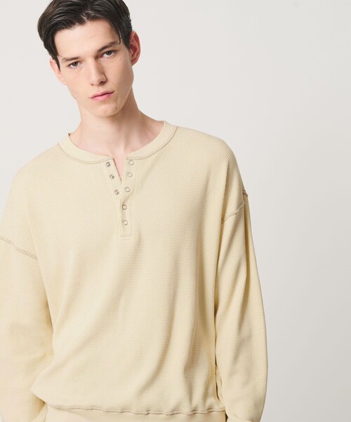 MONKEY TIME(モンキータイム)の「リバース シーム サーマル ヘンリー(Tシャツ/カットソー・メンズ・ナチュラル/ブラック・S/M/L/XL)」の22枚目の写真