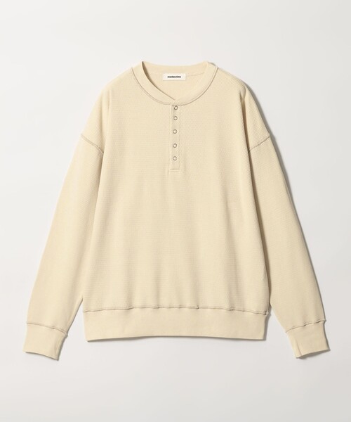 MONKEY TIME(モンキータイム)の「リバース シーム サーマル ヘンリー(Tシャツ/カットソー・メンズ・ナチュラル/ブラック・S/M/L/XL)」の16枚目の写真