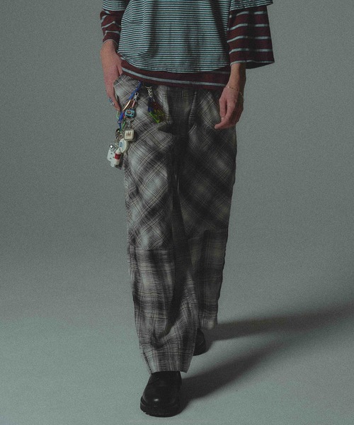 amok(アモク)の「CRASH CHECK PANTS(その他パンツ・メンズ・ブラック/レッド・M/L/S)」の1枚目の写真