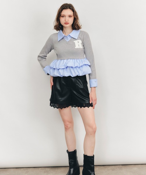 REDYAZEL(レディアゼル)の「【オンライン限定カラー】バルーンティアードドッキングポロニット(ニット/セーター・レディース・ネイビー/ブラウン/ライトグレー/オフホワイト・FREE)」の13枚目の写真