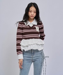 REDYAZEL（レディアゼル）の「【=LOVE 大場花菜さん着用】【オンライン限定カラー】バルーンティアードドッキングポロニット（ニット/セーター）」