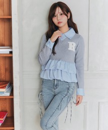 REDYAZEL（レディアゼル）の「【=LOVE 大場花菜さん着用】【オンライン限定カラー】バルーンティアードドッキングポロニット（ニット/セーター）」