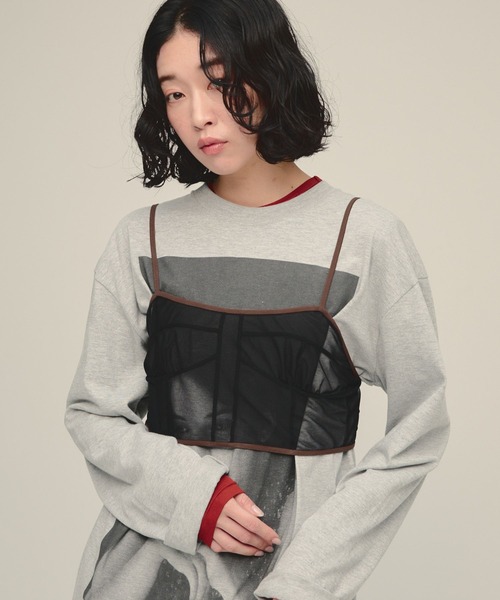 eL(エル)の「【eL】Tulle Bra Top/1066394(キャミソール・レディース・ホワイト/ブラック系その他・FREE)」の1枚目の写真