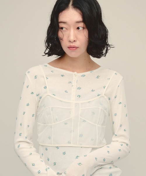 eL(エル)の「【eL】Tulle Bra Top/1066394(キャミソール・レディース・ホワイト/ブラック系その他・FREE)」の2枚目の写真