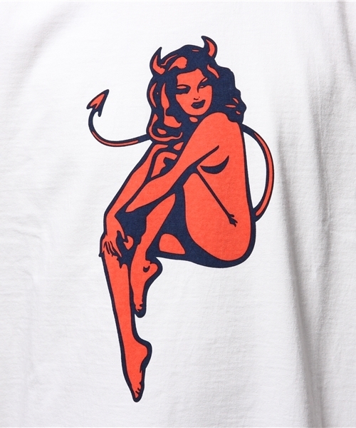 HYSTERIC GLAMOUR(ヒステリックグラマー)の「HYS DEVIL pt 七分袖T-SH(Tシャツ/カットソー・メンズ・ホワイト/ネイビー/ブラウン・SMALL/MEDIUM/LARGE)」の9枚目の写真