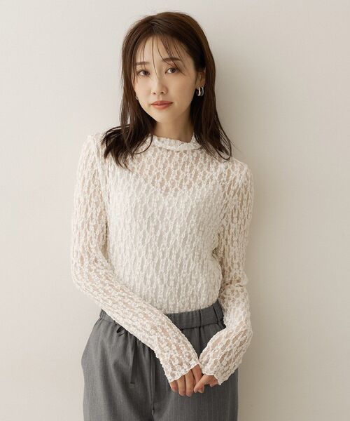 UNTITLED(アンタイトル)の「【重ね着レイヤード】レースハイネックトップス(Tシャツ/カットソー・レディース・ブラック/オフホワイト/ブラウン系その他・02/04/44/00/48)」の10枚目の写真