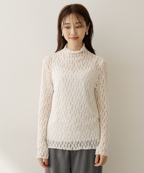 UNTITLED(アンタイトル)の「【重ね着レイヤード】レースハイネックトップス(Tシャツ/カットソー・レディース・ブラック/オフホワイト/ブラウン系その他・02/04/44/00/48)」の22枚目の写真