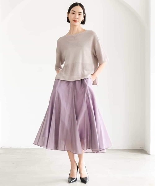 MICHEL KLEIN(ミッシェル・クラン)の「シアーフレアスカート(スカート・レディース・カーキ/パープル/ブラック・38)」の8枚目の写真