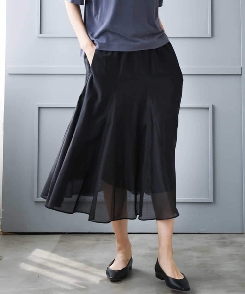 MICHEL KLEIN(ミッシェル・クラン)の「シアーフレアスカート(スカート・レディース・カーキ/パープル/ブラック・38)」の20枚目の写真