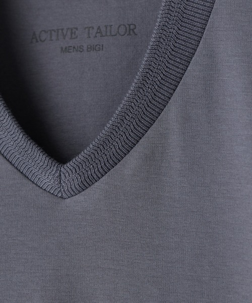 MEN'S BIGI（メンズビギ）の「アクティブテーラー シルケットスムース VネックロングTシャツ［シルケット加工/抗菌防臭/帯電防止］（Tシャツ/カットソー・メンズ・ホワイト/ブラック/グレー・01/02/03/04/05）」の16枚目の写真