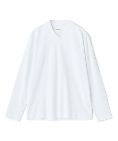 MEN'S BIGI（メンズビギ）の「アクティブテーラー シルケットスムース VネックロングTシャツ［シルケット加工/抗菌防臭/帯電防止］（Tシャツ/カットソー・メンズ・ホワイト/ブラック/グレー・01/02/03/04/05）」の12枚目の写真