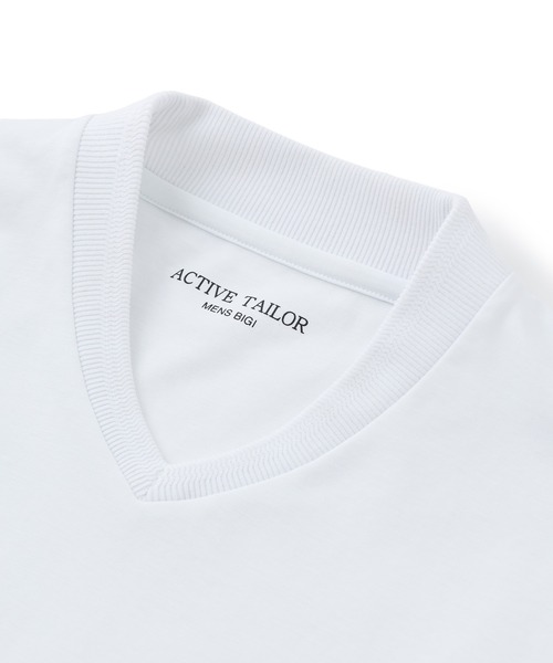 MEN'S BIGI（メンズビギ）の「アクティブテーラー シルケットスムース VネックロングTシャツ［シルケット加工/抗菌防臭/帯電防止］（Tシャツ/カットソー・メンズ・ホワイト/ブラック/グレー・01/02/03/04/05）」の18枚目の写真